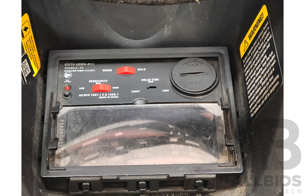 Ozito 850 Watt Biscuit Joiner, Ozito 230mm Angle Grinder and Ozito Welding Mask