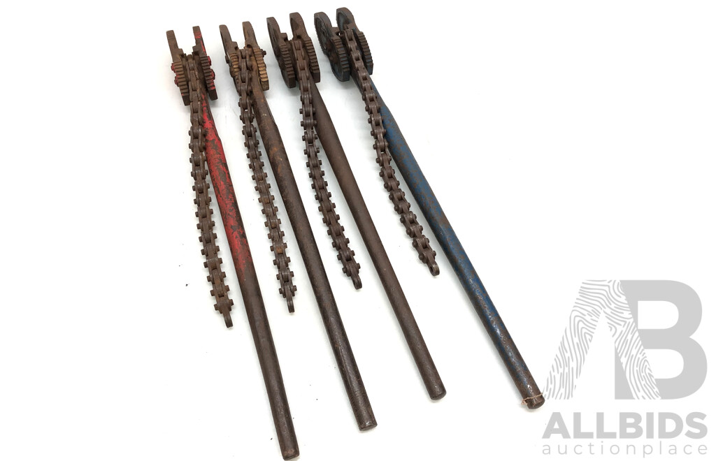 Vintage Chain Pipe Wrenches - Lot of Four