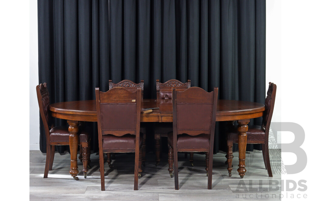Edwardian Oak Seven Piece Dining Suite