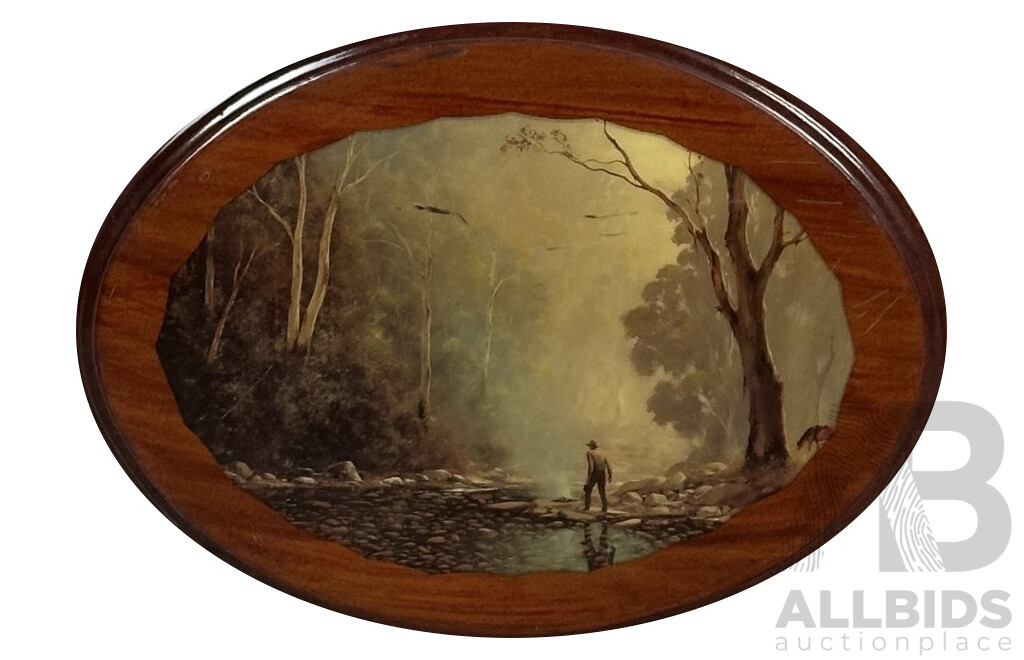 Artists Unknown (Exact Dates Unknown), Foil Tree, St Petersburg & Bushman Gathering Water, Trio of Vintage Mixed Media Landscapes & City Scape, 31 x 41 cm (largest frame) (3)