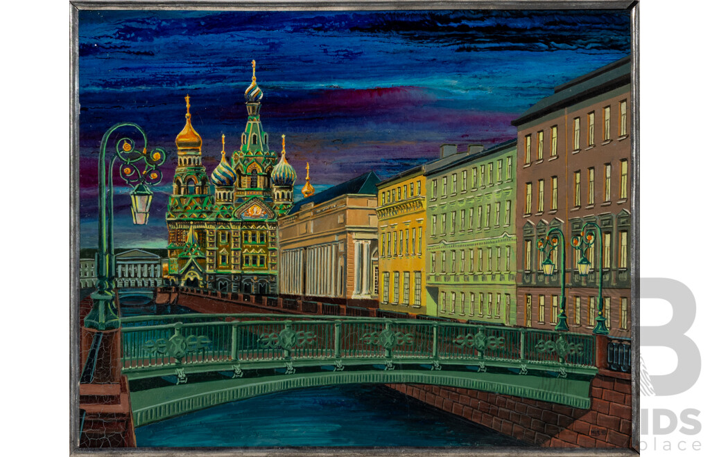 Artists Unknown (Exact Dates Unknown), Foil Tree, St Petersburg & Bushman Gathering Water, Trio of Vintage Mixed Media Landscapes & City Scape, 31 x 41 cm (largest frame) (3)