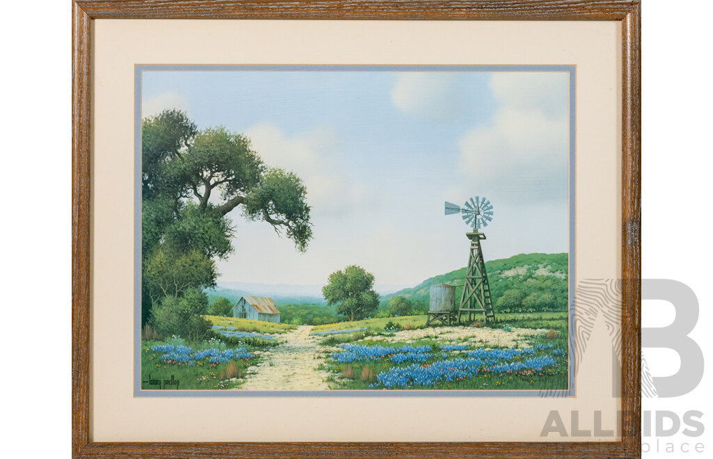 Larry Prellop (20th Century, American), Country Windmill, Reproduction Print of Original, 44 x 53 cm (frame)
