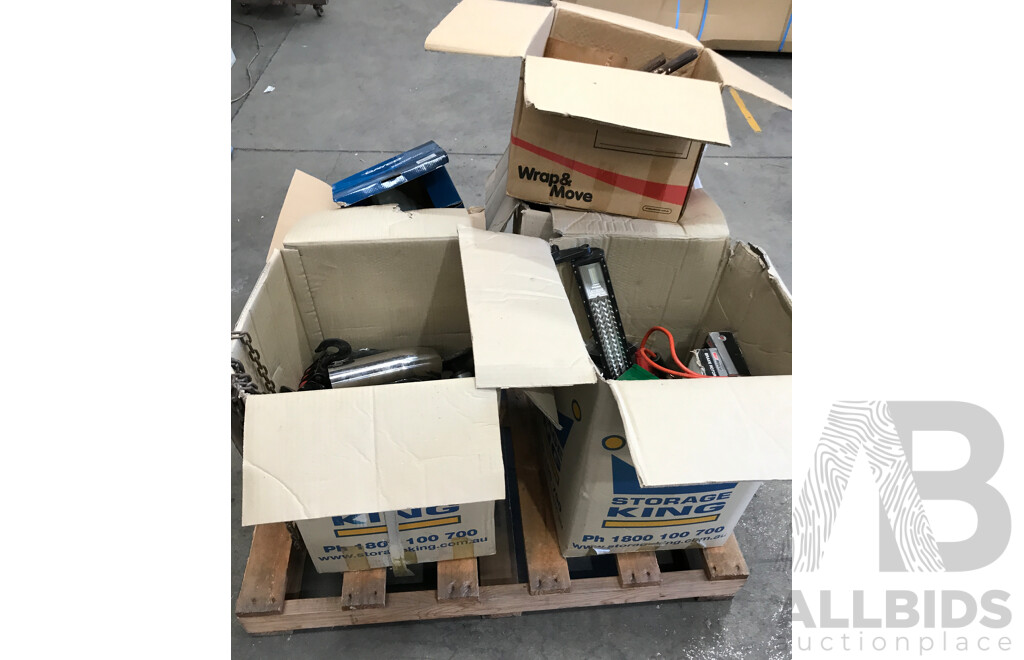 Bulk Lot of Assorted Tools and Lighting & Car Components & Equipment