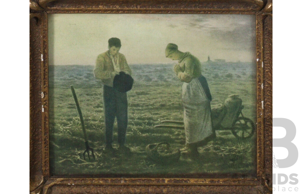 Wonderful Trio of Antique Miniature Lithoprints -'The Angelus