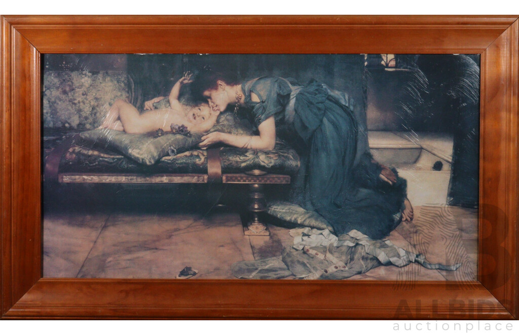 Sir Lawrence Alma-Tadema (Romanticism, Dutch-Born British, 1836-1912), An Earthly Paradise (1891), Reproduction Colour Copy of Original Oil, 62 x 106 cm (frame)