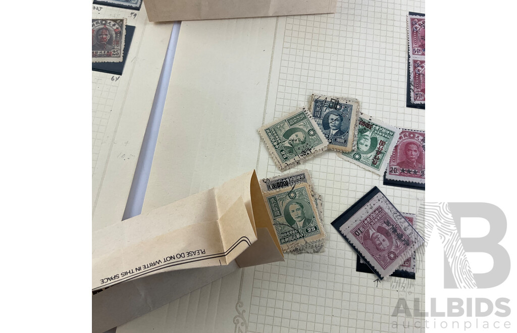 Collection of Chinese 1940's-50's Stamps Including Hinged Mint Strips, Imperfs and Over Prints