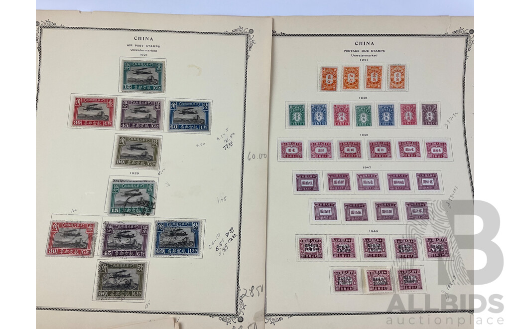Collection of Chinese Stamps Spanning 1904 to 1940's  Including Hinged Sets, Airmail, Special Delivery