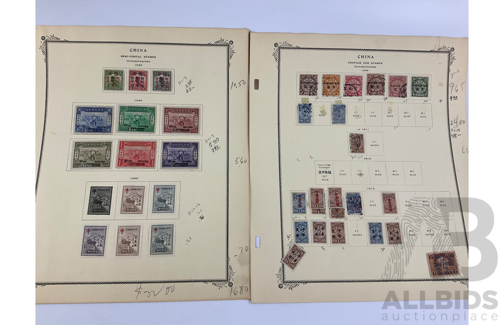 Collection of Chinese Stamps Spanning 1904 to 1940's  Including Hinged Sets, Airmail, Special Delivery