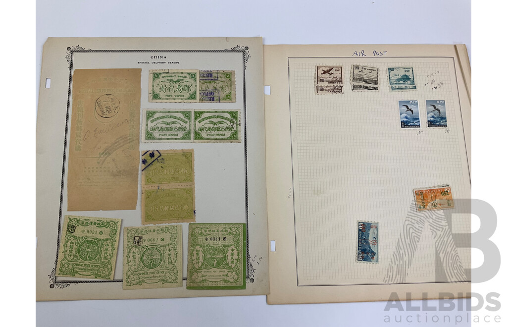 Collection of Chinese Stamps Spanning 1904 to 1940's  Including Hinged Sets, Airmail, Special Delivery
