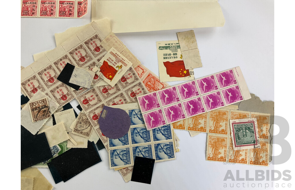 Collection of Chinese/Manchurian Stamp Blocks and Strips, Examples From 1930's to 1950's