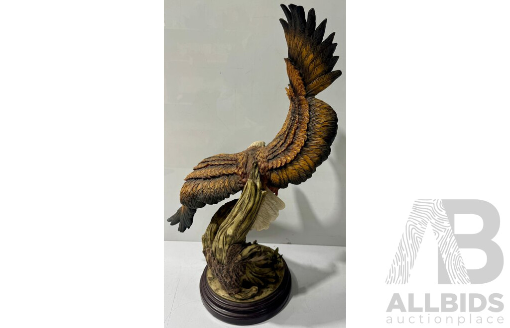 Decorative Composite Eagle Statue on Wooden Base