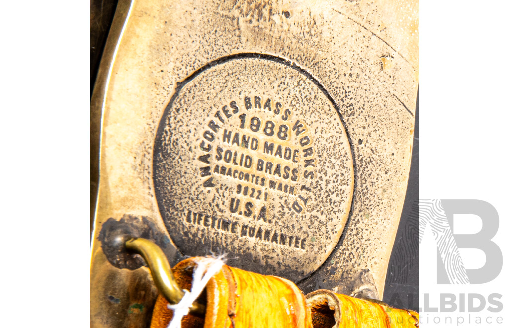 Crocodile Skin Belt with Brass Buckle by Amercortes Brass Works USA with McDermott Australia Safety Award to Front of Buckle