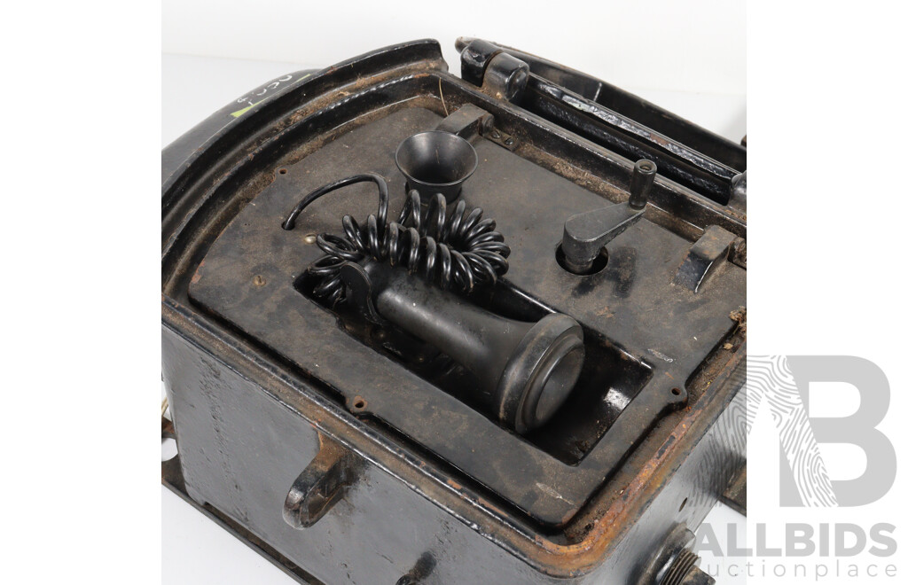 Early Wall Mount American Phone in Cast Iron Box by Western Electric