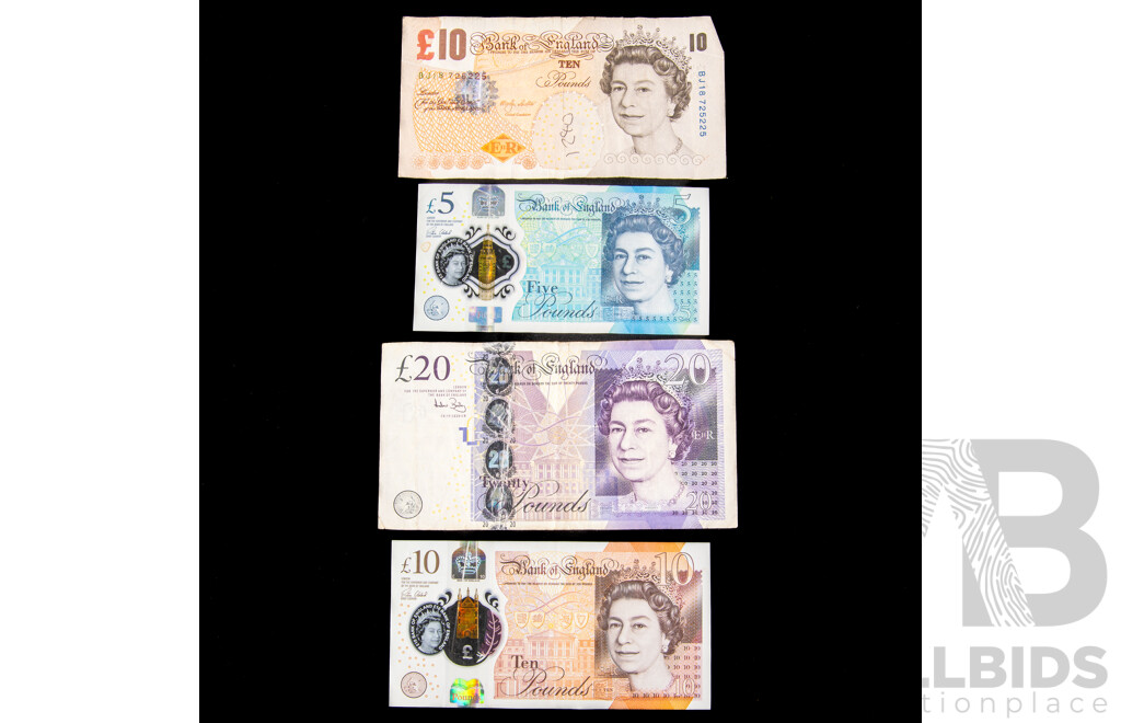 United Kingdom QE2 Banknotes Including Twenty, Ten(2) Five