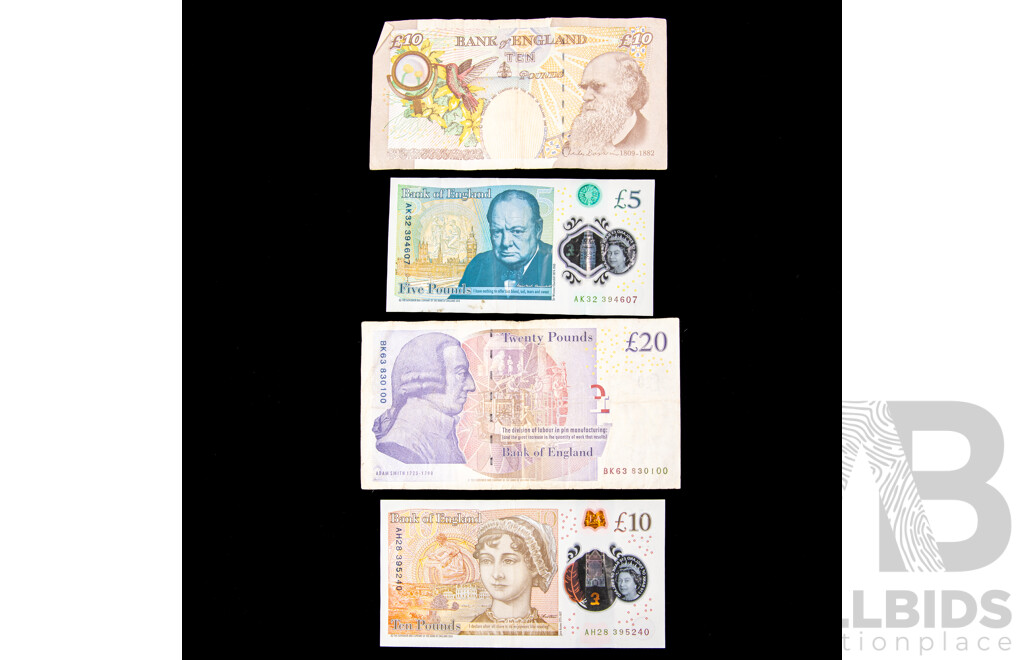 United Kingdom QE2 Banknotes Including Twenty, Ten(2) Five
