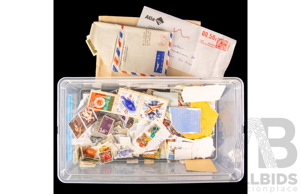 Collection of Cancelled International Stamps Including Australian Predecimal, USA, Europe China, Overprints and More