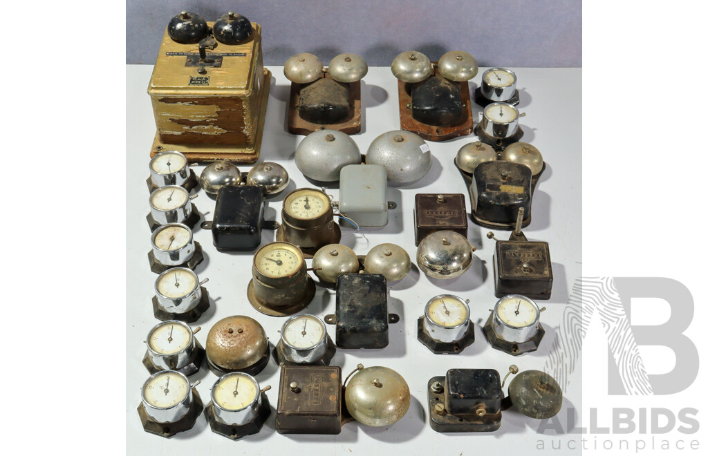 Antique Wall Mounted Telephone Along with Bells, and Selection Dials