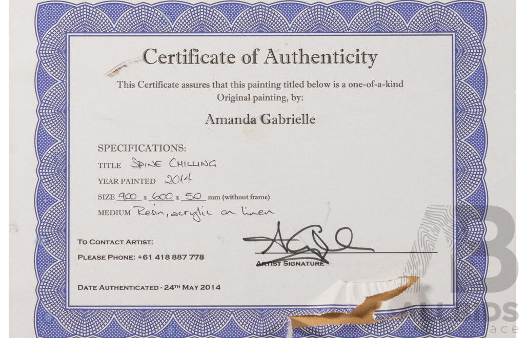 Amanda Gabrielle (20th Century, Australian), Spine Chilling (2014), Original Resin & Acrylic on Linen, 61 X 90 Cm