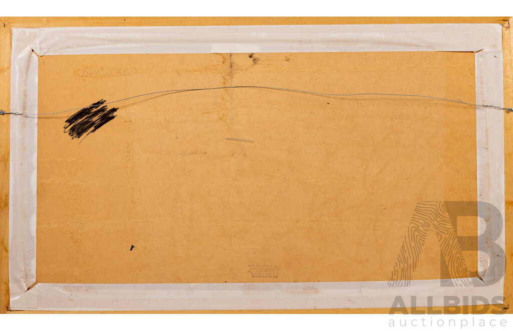 J.H. (20th Century), Birds Wading, Original Vintage Oil on Board, 53 x 90 cm (frame)