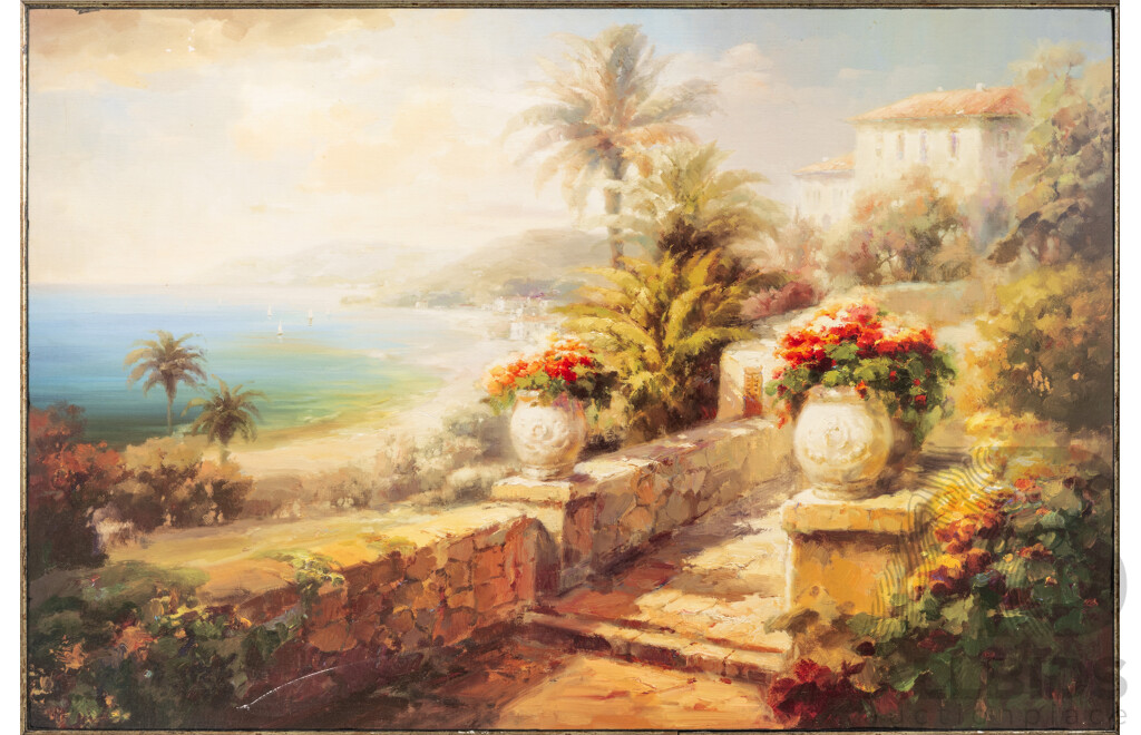 Roberto Lombardi, (20th Century) Capri Villa, Reproduction Canvas Print of Original Work, 62 x 93 cm (frame)