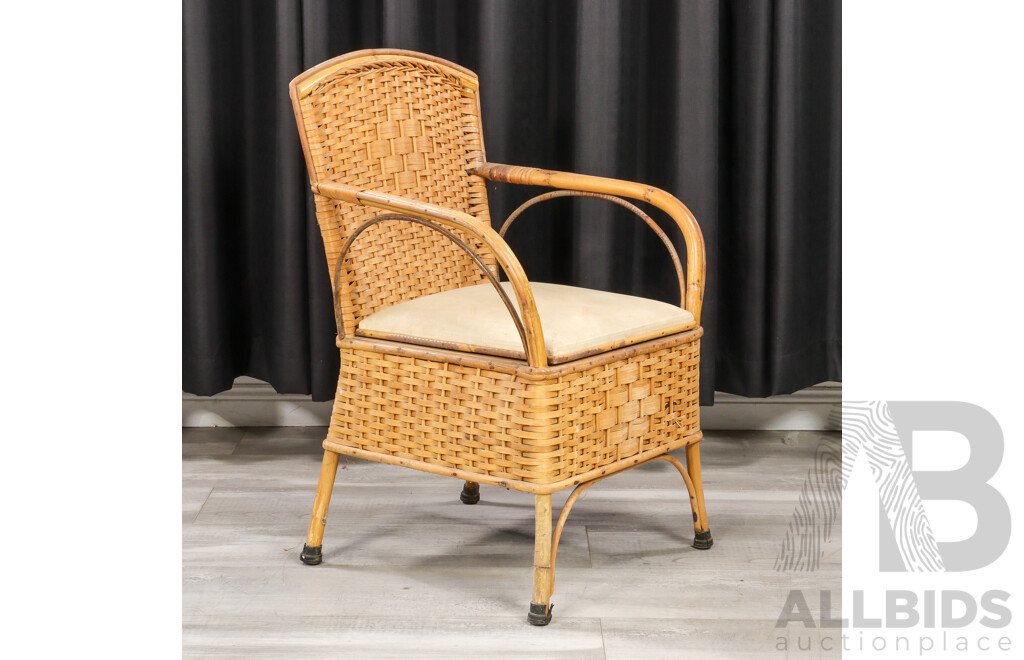 Vintage Cane Commode Chair
