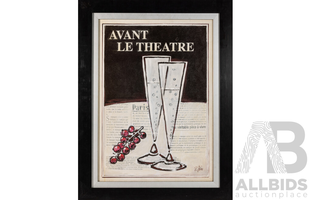 Rene Stein (20th Century), Avant Le Theatre & Rendez-Vouz, Pair of Reproduction Giclee Canvas Prints on Board of Original Mixed Media Works, 86 x 66 cm (frames) (2)
