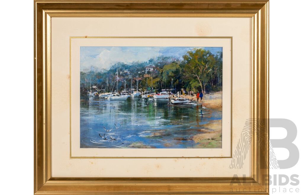 Noeline Millar, (20th Century, Australian), Harbour Moorings, Northbridge, Original Oil Om Canvas, Sydney, 49 x 59 cm (frame)