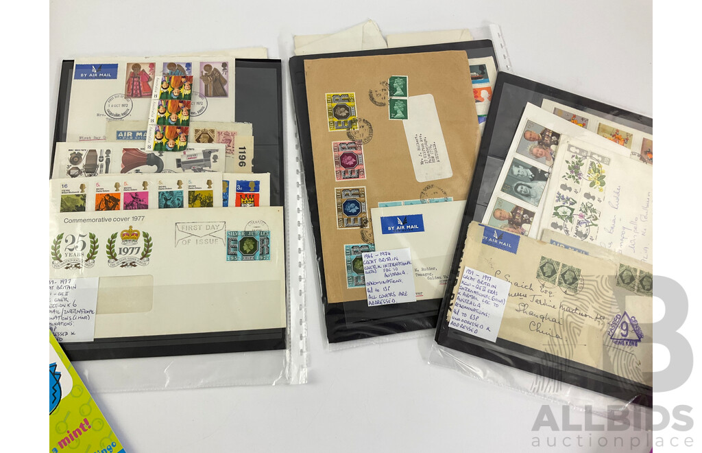 Collection of Vintage Stamps Including Australian Predecimal, Mint Booklets, UK Airmails, Spain, Germany