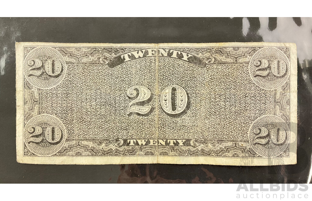 Confederate States of America December 2nd 1862 Twenty Dollar Note, Civil War Note