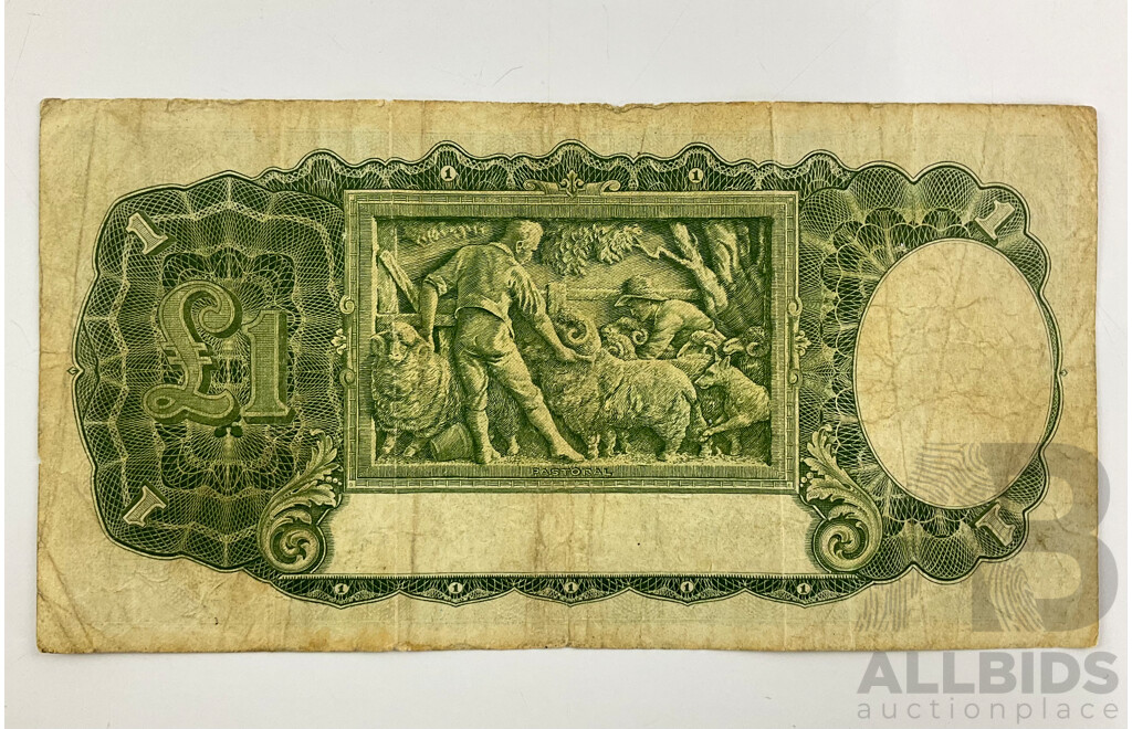 Australian 1949 One Pound Note, Coombs/Watt R31, K99 450725