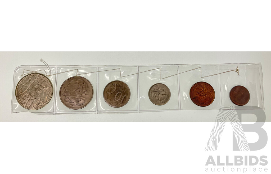 Australian 1966 Coin Set Including Round Silver Fifty Cent Coin