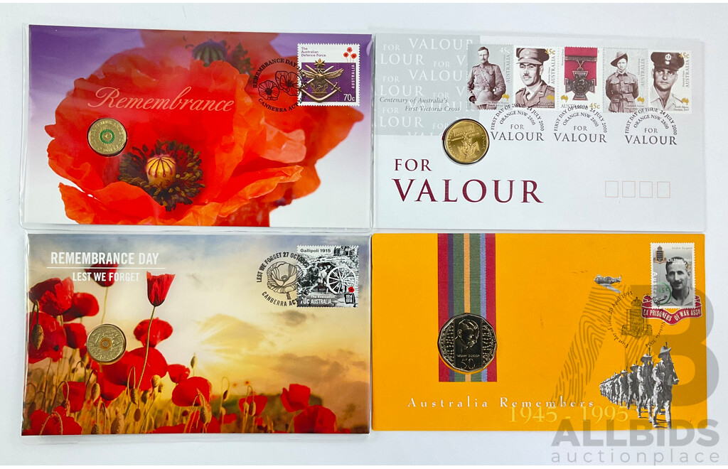 Four Australian PNCs Including 1995 Australia Remembers Sir Edward 'Weary' Dunlop, 2000 for Valour, 2014 Remembrance, 2015 Lest We Forget