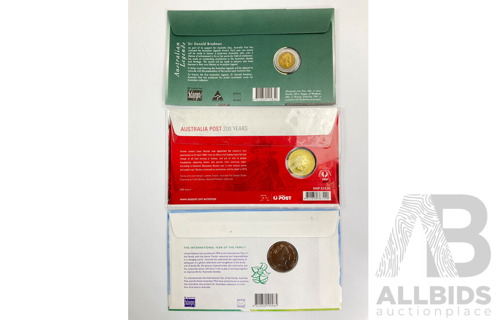 Three Australian PNCs, 2009 Australia Post 200 Years, 1994 Year of the Family, 1997 Donald Bradman