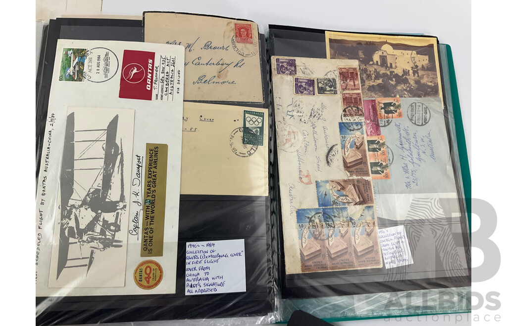 Collection of Australian Vintage First Day Covers and Stamps Including Mint Predecimal, Produce Food! Blocks, QV, KGV, FDC's 1956 Melbourne Olumpics, Flying Doctor, QE2, Qantas and More