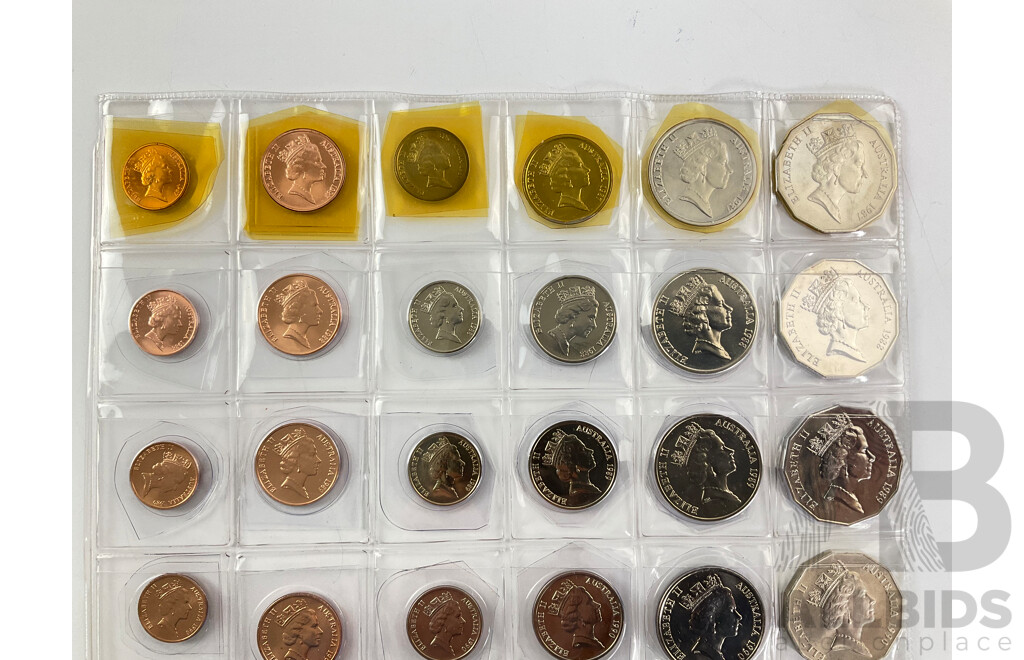 Australian Coin Sets Including Years Consecutive 1987 to 1992