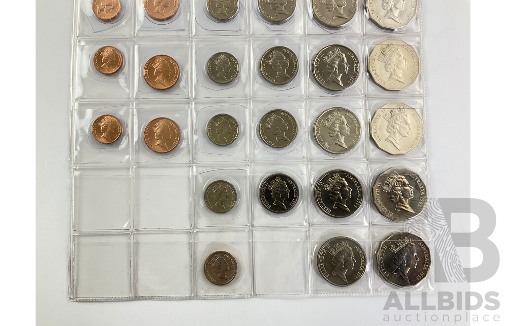 Australian Coin Sets Including Years Consecutive 1987 to 1992