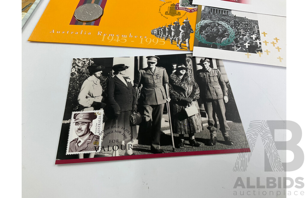 Collection of Eight Australian PNCs and First Day Covers Including 2002 QE2 Golden Jubilee, 2011 Royal Australian Navy, 1998 Bass/Flinders, 1995 Weary Dunlop, 1999 Year of the Older Person, 1994 Year of the Family