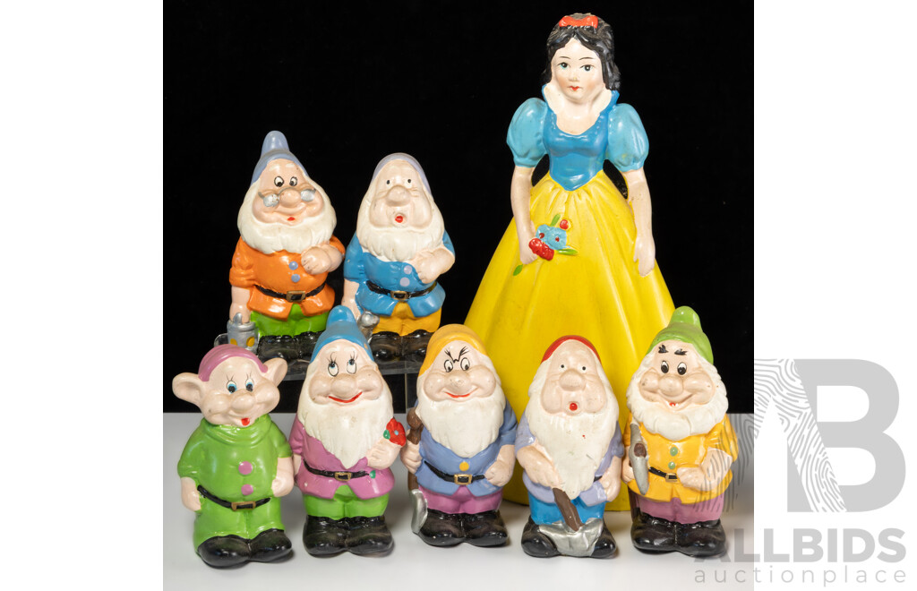 Vintage Ceramic Snow White and the Seven Dwarves' Figures