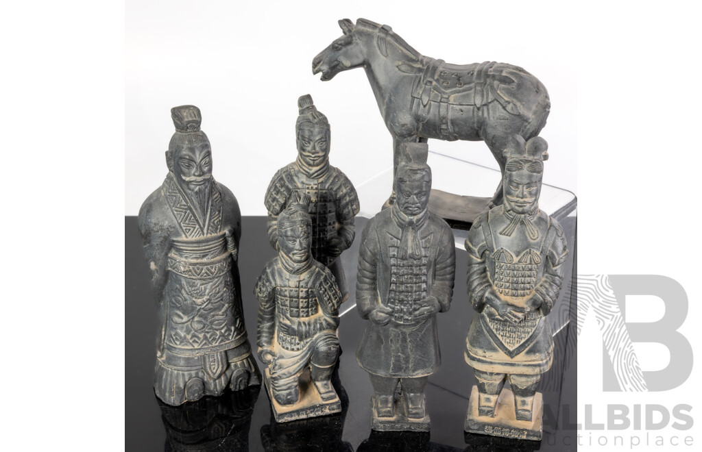 Collection Six Chinese Souvenir Ware Emperor Qin Shi Huang Terracotta Warrior Figures