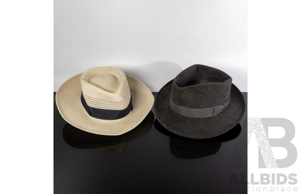 Two Australian Akubra Hats Comprising Country Club Australian Assembly and Felt Starliner Example