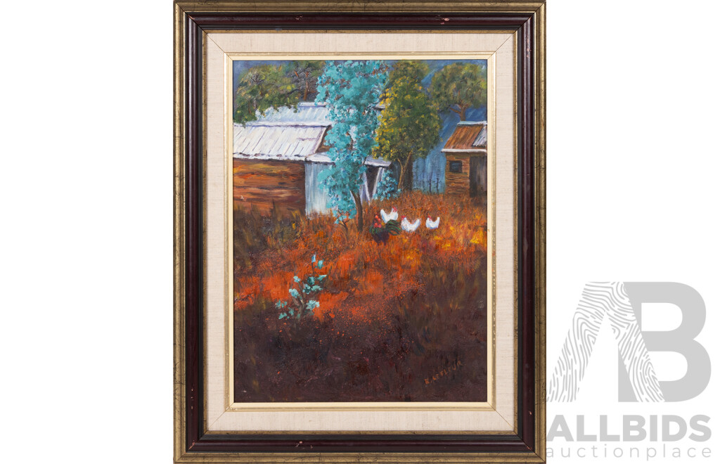 Kyra LeFleur, (20th Century), Early Morning & Approaching Storm in Euroa (Farm), Lovely Pair of Oils on Canvas, 60 x 75 cm (largest frame) (2)