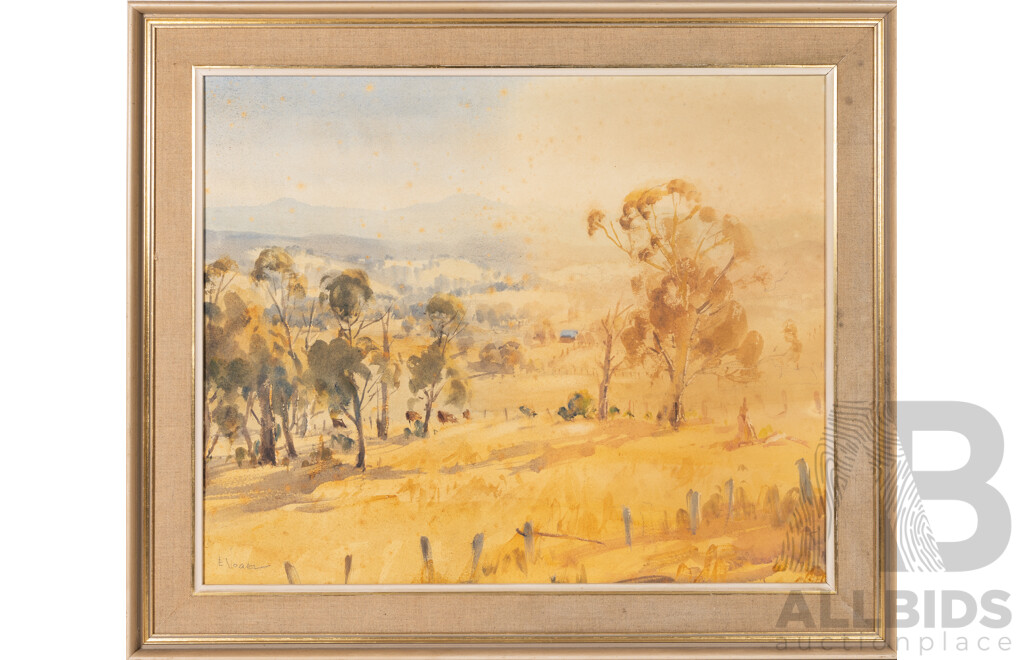 Ernest Vogel, (20th Century, Austrian-Born Australian, 1909-1993), Morning Light Over Bush Country, Vintage Watercolour, 54 x 64 cm (frame)