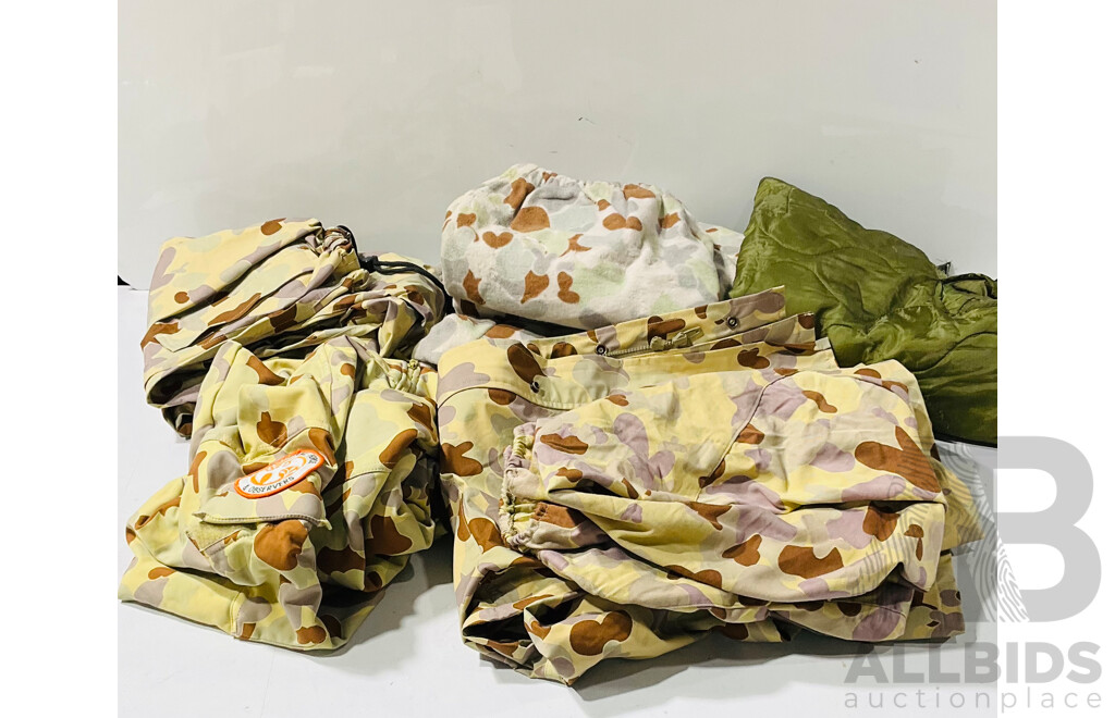 Collection of Military Clothes  Including Pants, Jackets and More Including Some with Patches