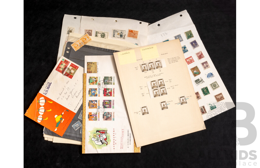 Collection of Antique and Vintage Chinese Stamps, Mint and Cancelled Including 1913 Junk Ship Sets, Civil War Period, Over Prints, Air Mail and More