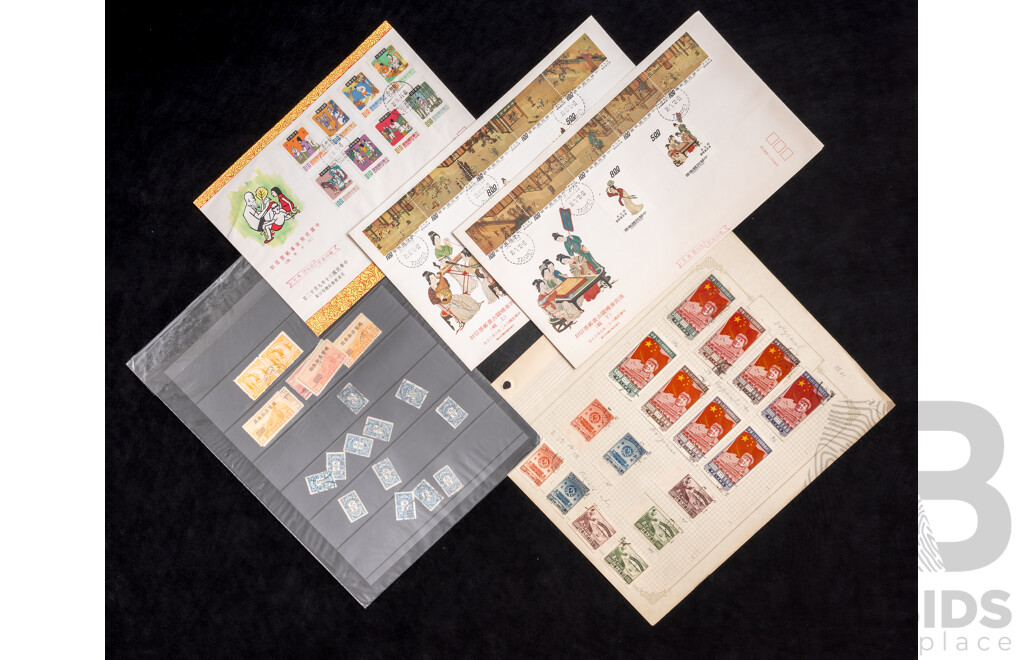 Collection of Antique and Vintage Chinese Stamps, Mint and Cancelled Including 1913 Junk Ship Sets, Civil War Period, Over Prints, Air Mail and More