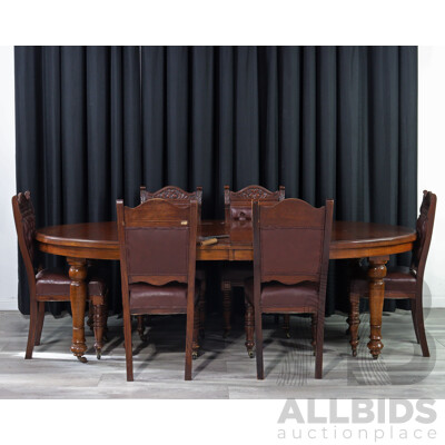 Edwardian Oak Seven Piece Dining Suite
