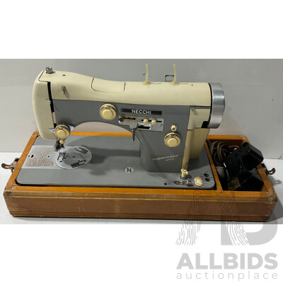 Vintage Necchi Supernova Ultra Sewing Machine Inside Travel Case