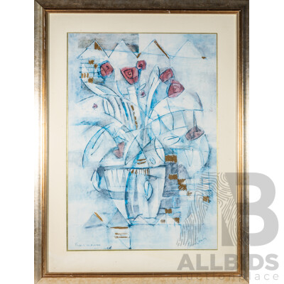 Shawna Leach (20th Century, American, 1962-), Flores De Aurora, Quality Reproduction Print of Original Mixed Media Work, 130 x 99 cm (frame)