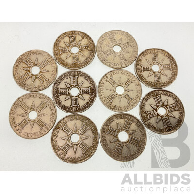 Ten Papua New Guinea 1938 Silver Shillings .925