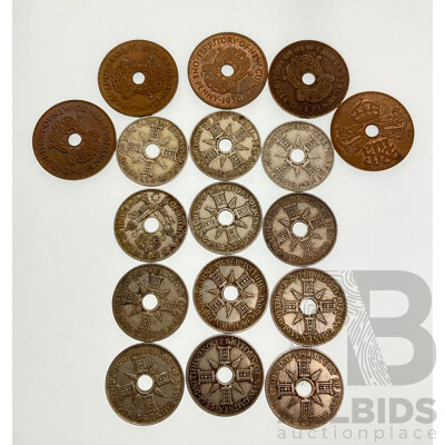 Twelve Papua New Guinea Silver Shillings, Examples Spanning 1935 to 1945 with Five Pennies